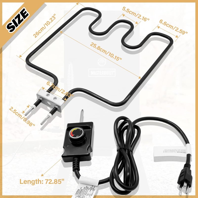 COMVIEE 1500 Watt Heating Element Compatible with Masterbuilt Electric Smoker and Grill, with Adjustable Thermostat Cord Controller, Replacement Parts for Masterbuilt Smokers & Turkey Fryers - Image 2